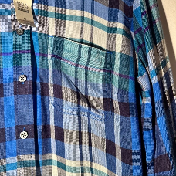 NWT Talbots Shirt Women’s Button Back Kasey Plaid Blue White Top Size Small - Picture 6 of 10